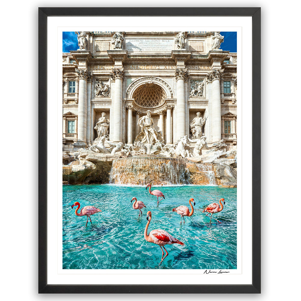 Flamingos in Trevi Fountain