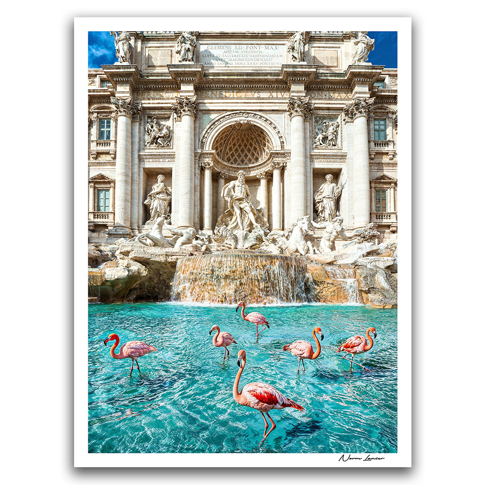 Flamingos in Trevi Fountain